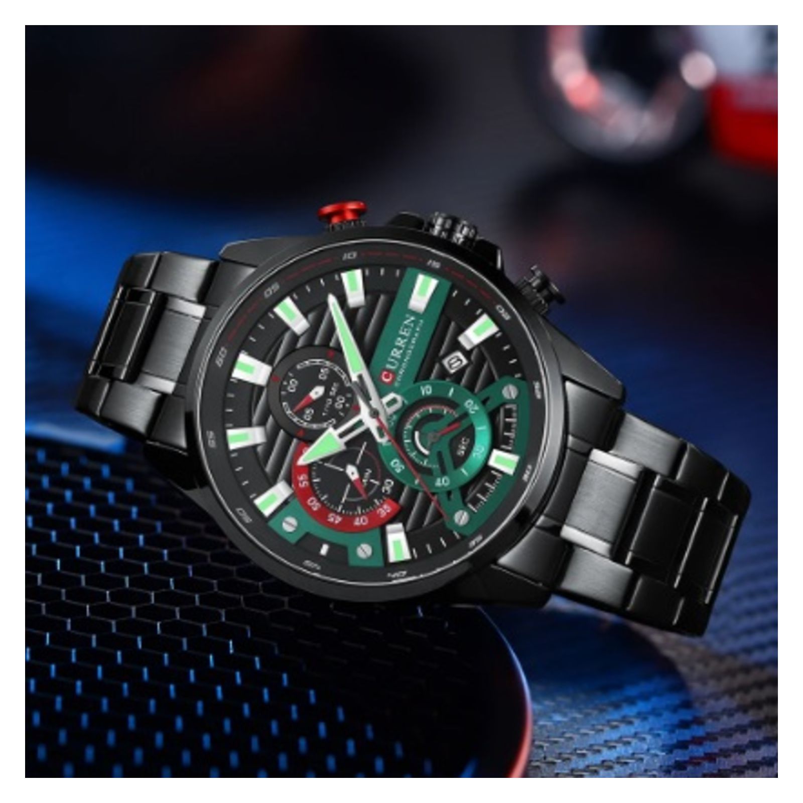 Foto 5 pulgar | Reloj Curren 8415 Kred610107 Con Caja De Acero Inoxidable Negra Y Tablero Negro