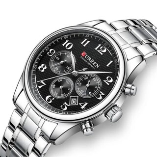 Foto 2 | Reloj Curren 8466 Kree2002 de Acero Inoxidable Plateado con Tablero Negro