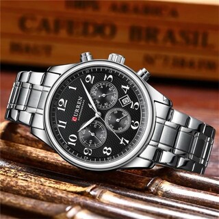Foto 3 | Reloj Curren 8466 Kree2002 de Acero Inoxidable Plateado con Tablero Negro