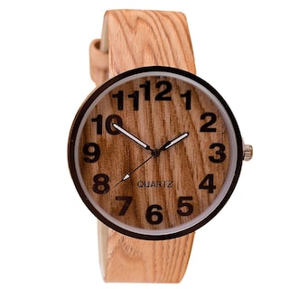 Foto 2 | Reloj De Cuarzo De Cuero Granulado De Madera Estilo Huoguo Para Mujeres Y Hombres - Venta Internacional.