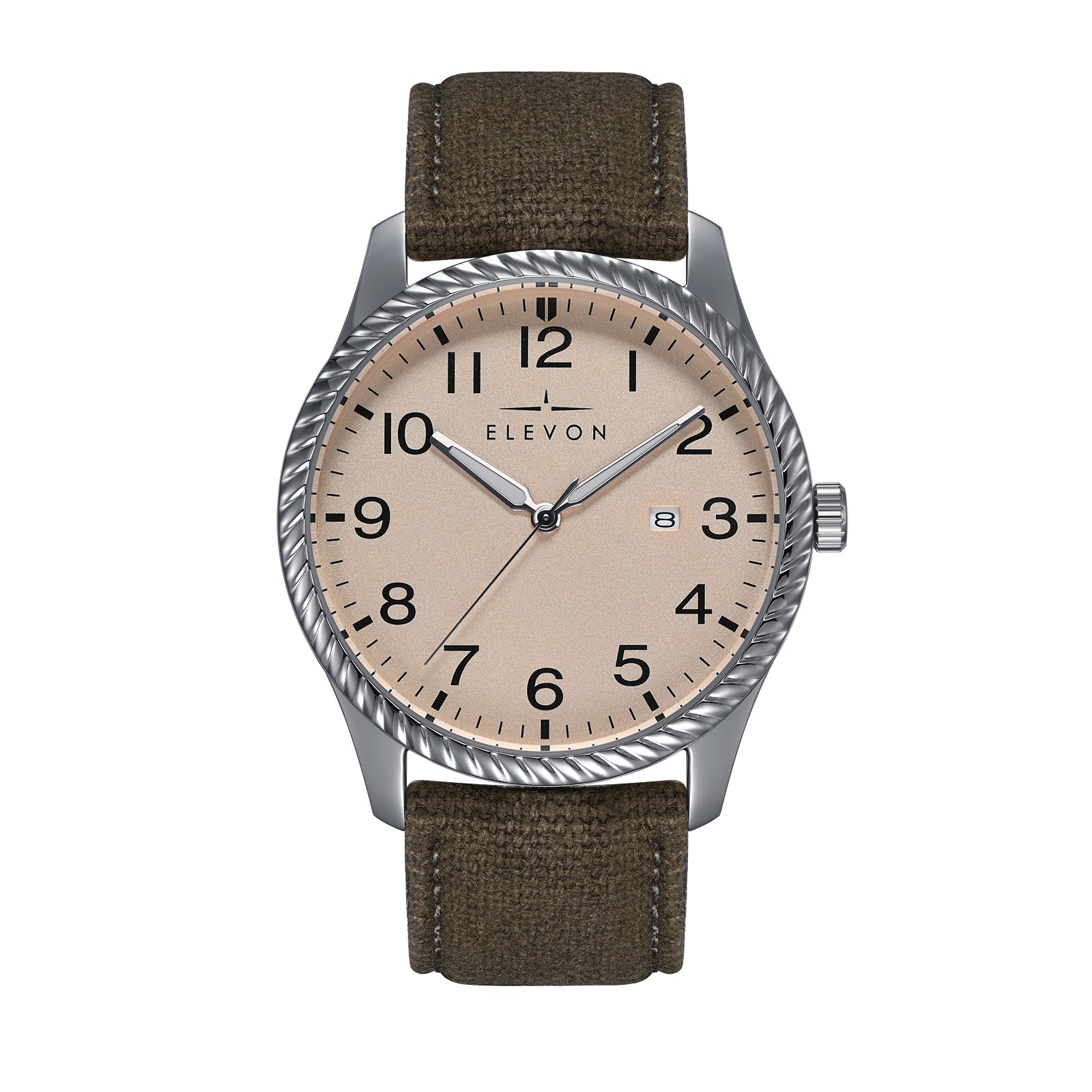 Brazalete De Cuero Revestido De Lona Con Fecha De Reloj Elevon Crosswind - Venta Internacional.