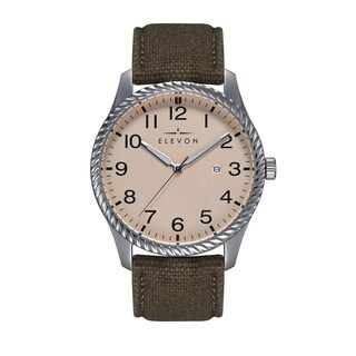 Foto 1 | Brazalete De Cuero Revestido De Lona Con Fecha De Reloj Elevon Crosswind - Venta Internacional.