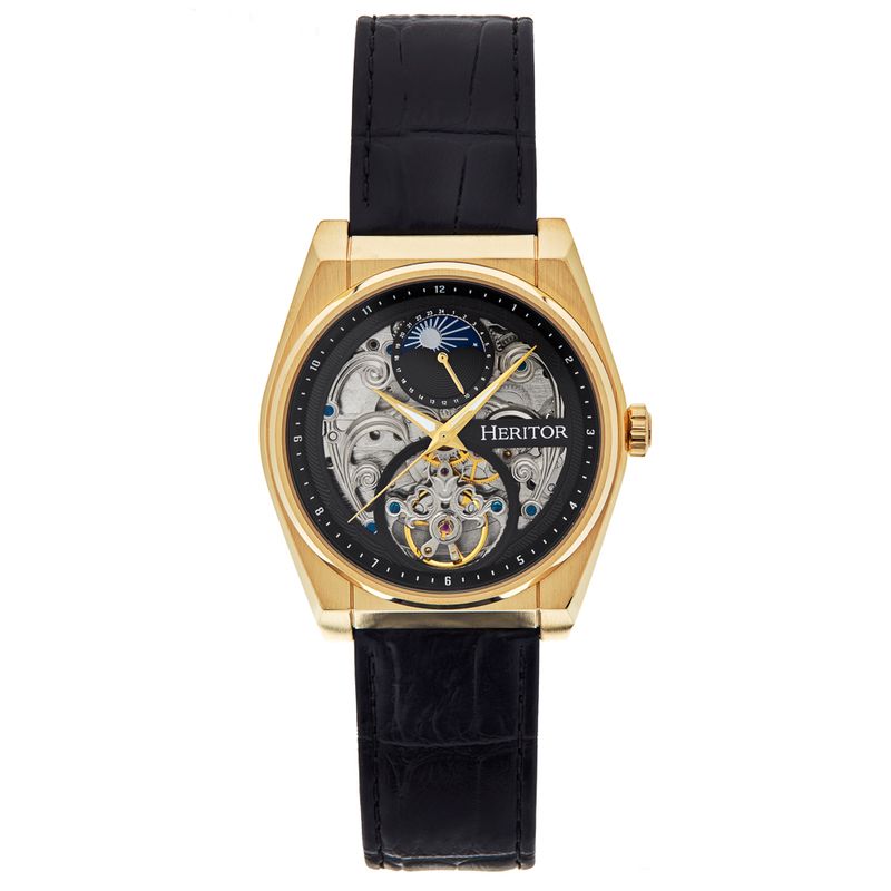 Foto 2 pulgar | Reloj Heritor Automatic Daxton Skeleton Negro/dorado Para Hombre - Venta Internacional.