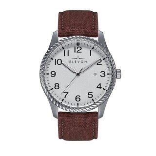 Foto 1 | Reloj Elevon Crosswind - Brazalete Plateado Con Revestimiento De Lona Y Piel - Venta Internacional.