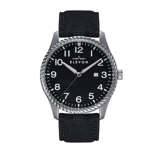 Foto 4 | Reloj Elevon Crosswind - Brazalete Plateado Con Revestimiento De Lona Y Piel - Venta Internacional.