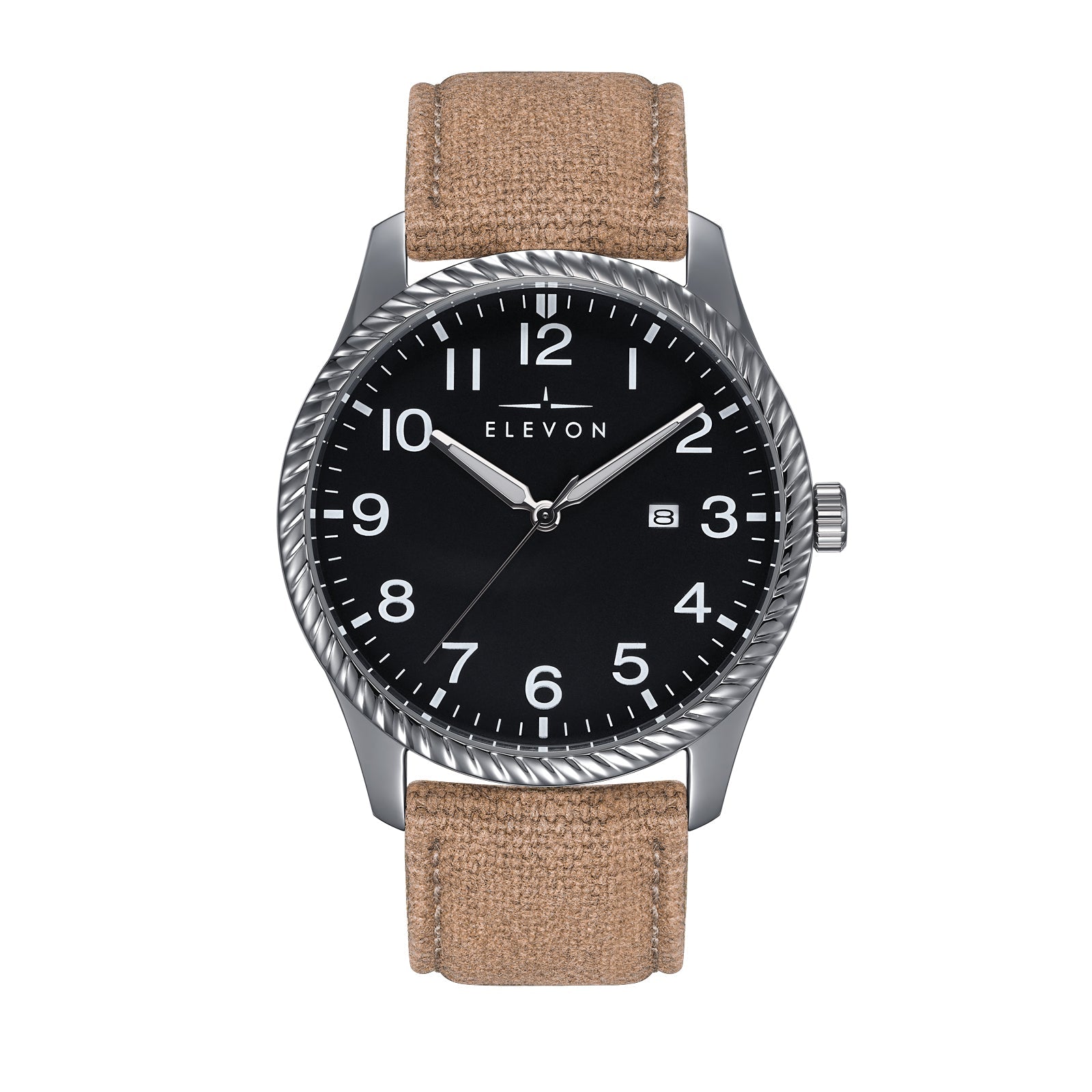 Foto 8 pulgar | Reloj Elevon Crosswind - Brazalete Plateado Con Revestimiento De Lona Y Piel - Venta Internacional.