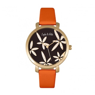 Foto 1 | Reloj Sophie & Freda Key West De Piel Con Oro Swarovski Y Naranja - Venta Internacional.
