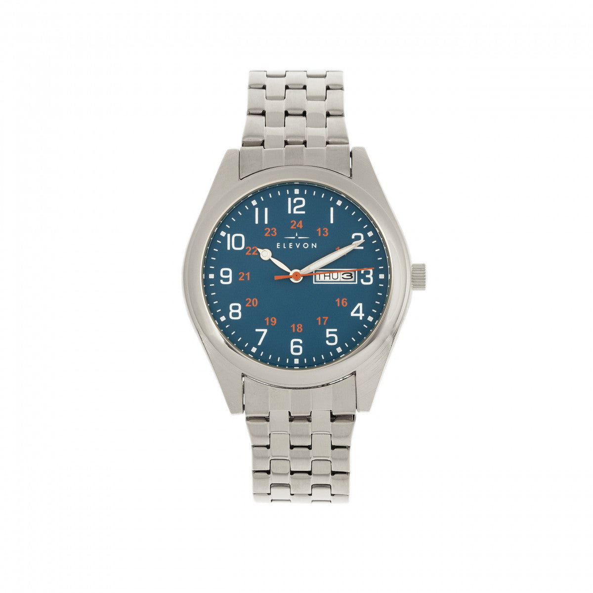 Reloj Elevon Gann  Pulsera Con Día/fecha Para Hombre  Color Plateado Y Verde Azulado - Venta Internacional.