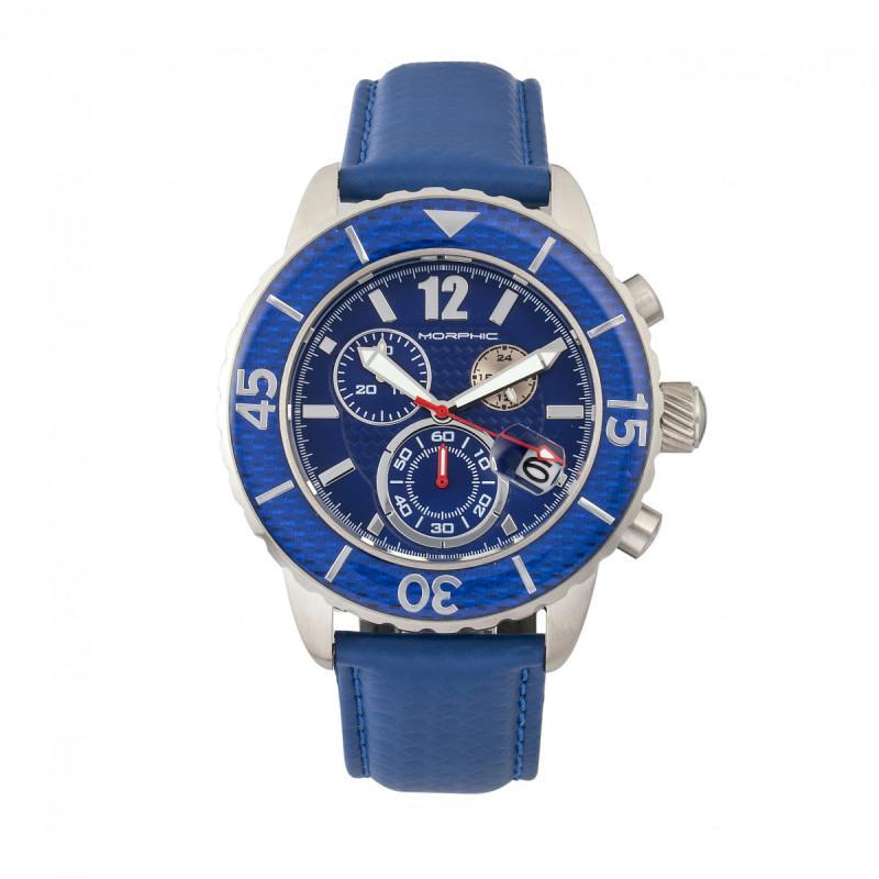 Foto 2 pulgar | Reloj Morphic M51 Series  Cronógrafo  Correa De Piel  Color Plateado Y Azul - Venta Internacional.