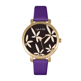 Foto 1 | Reloj Sophie & Freda Key West De Piel Con Swarovski Dorado/morado - Venta Internacional.
