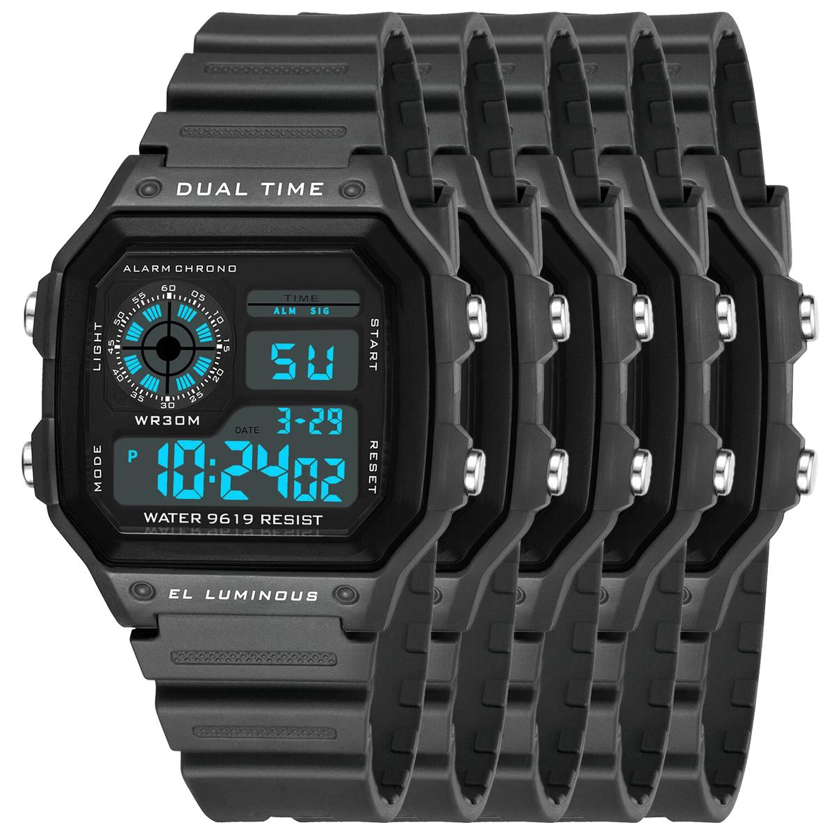 Reloj Con Pantalla Grande Ventdepot Mxlnx-005 5piezas Gris 