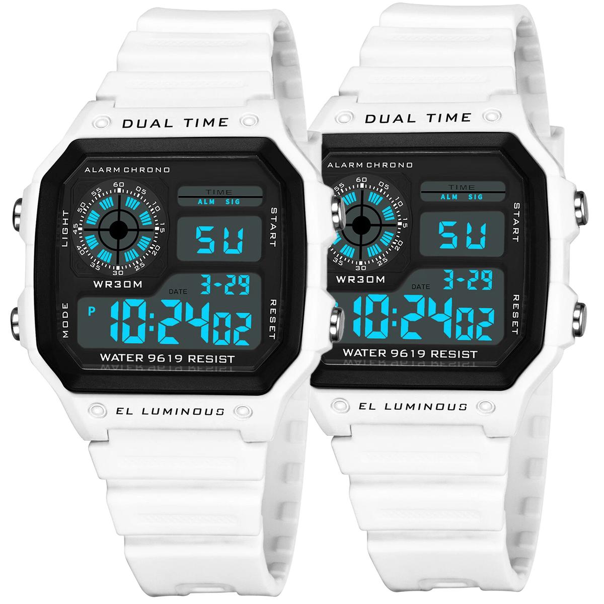 Reloj Deportivo Con Luz Ventdepot Mxlnh-002 2piezas Blanco