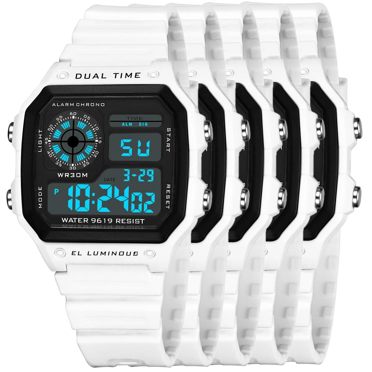 Reloj Con Pantalla Grande Ventdepot Mxlnh-005 5piezas Blanco