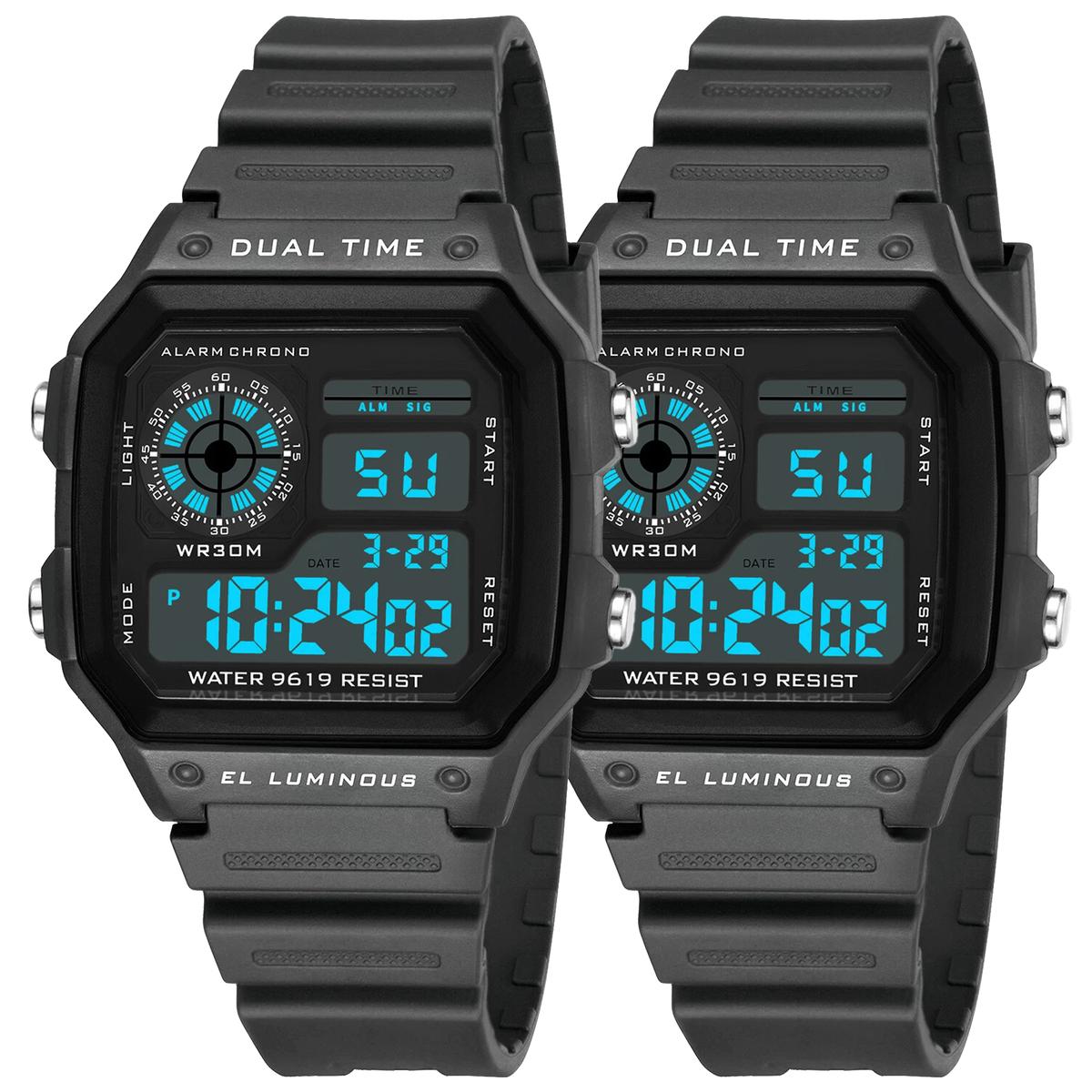 Reloj Deportivo Con Luz Ventdepot Mxlnx-002 2piezas Gris 