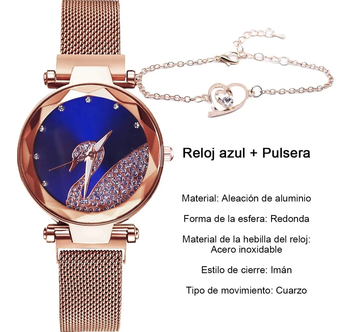 Foto 3 pulgar | Reloj Magnético De Moda Casual Malubero Color Dorado Rosado