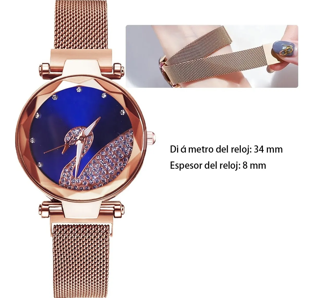 Foto 4 pulgar | Reloj Magnético De Moda Casual Malubero Color Dorado Rosado