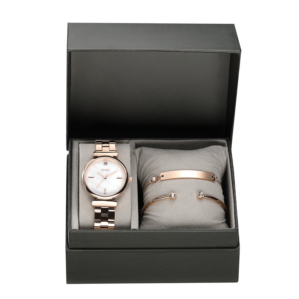 Set de Reloj con Accesorios Enso EWBSL01 color Oro Rosa para Mujer con 3 Piezas