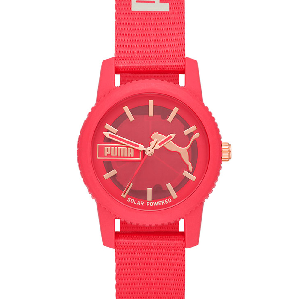 Foto 3 pulgar | Reloj Puma Ultrafresh color Rosa de Dama Esfera Y Correa De Pro-Planet Textil Rosa Movimiento Solar Resistente Al Agu
