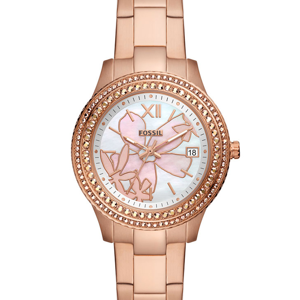 Foto 3 pulgar | Reloj Fossil Stella 37 mm Rosa para Mujer