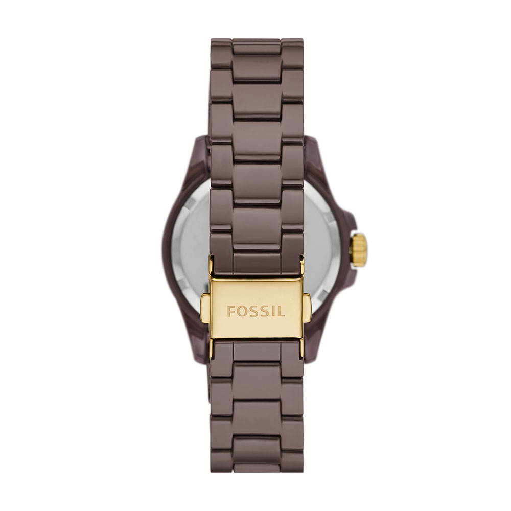 Foto 3 | Reloj Fossil Fb-01 Color Negro de Dama 36mm Esfera Marrón Brillante, Brazalete De Cerámica, Resistente Al Agua