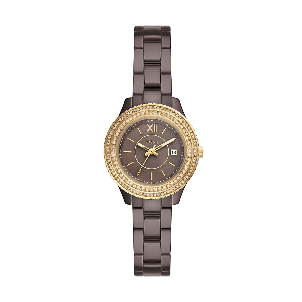 Foto 6 pulgar | Reloj Fossil Stella Ce1122 Para Dama Esfera Marrón Brillante, Brazalete De Cerámica, Resistente Al Agua 50m