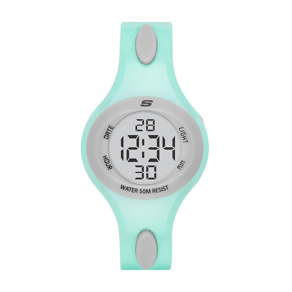 Reloj Skechers Color Menta De Mujer Correa Plástico Menta Carátula Gris, Digital