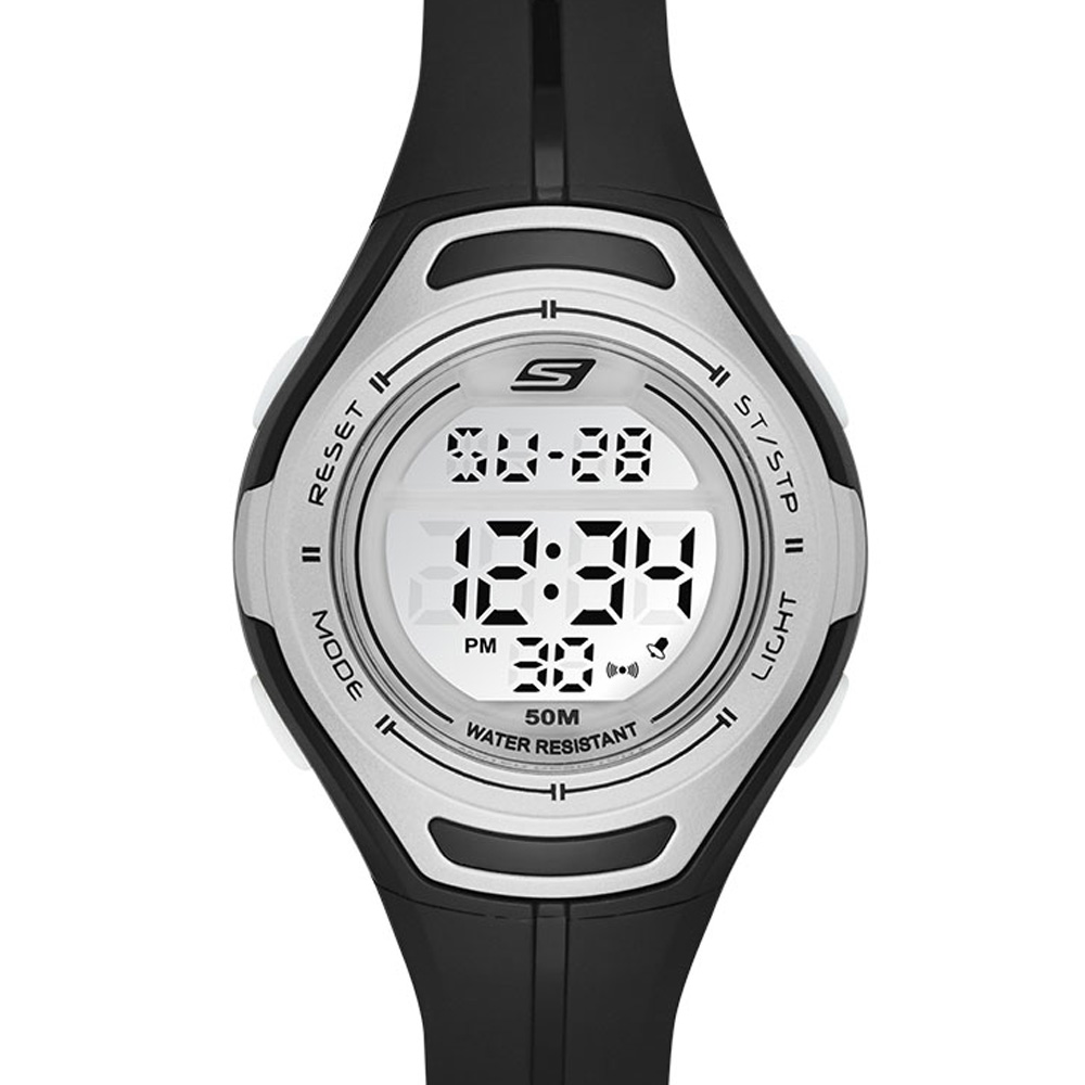 Foto 2 | Reloj Digital Skechers Plateado para Mujer con Correa de Silicón Negra Carátula Gris Claro