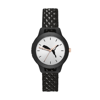 Foto 1 | Reloj Puma Reset V1 Negro Correa De Nylon Negro Carátula Plateada Analógico para Dama