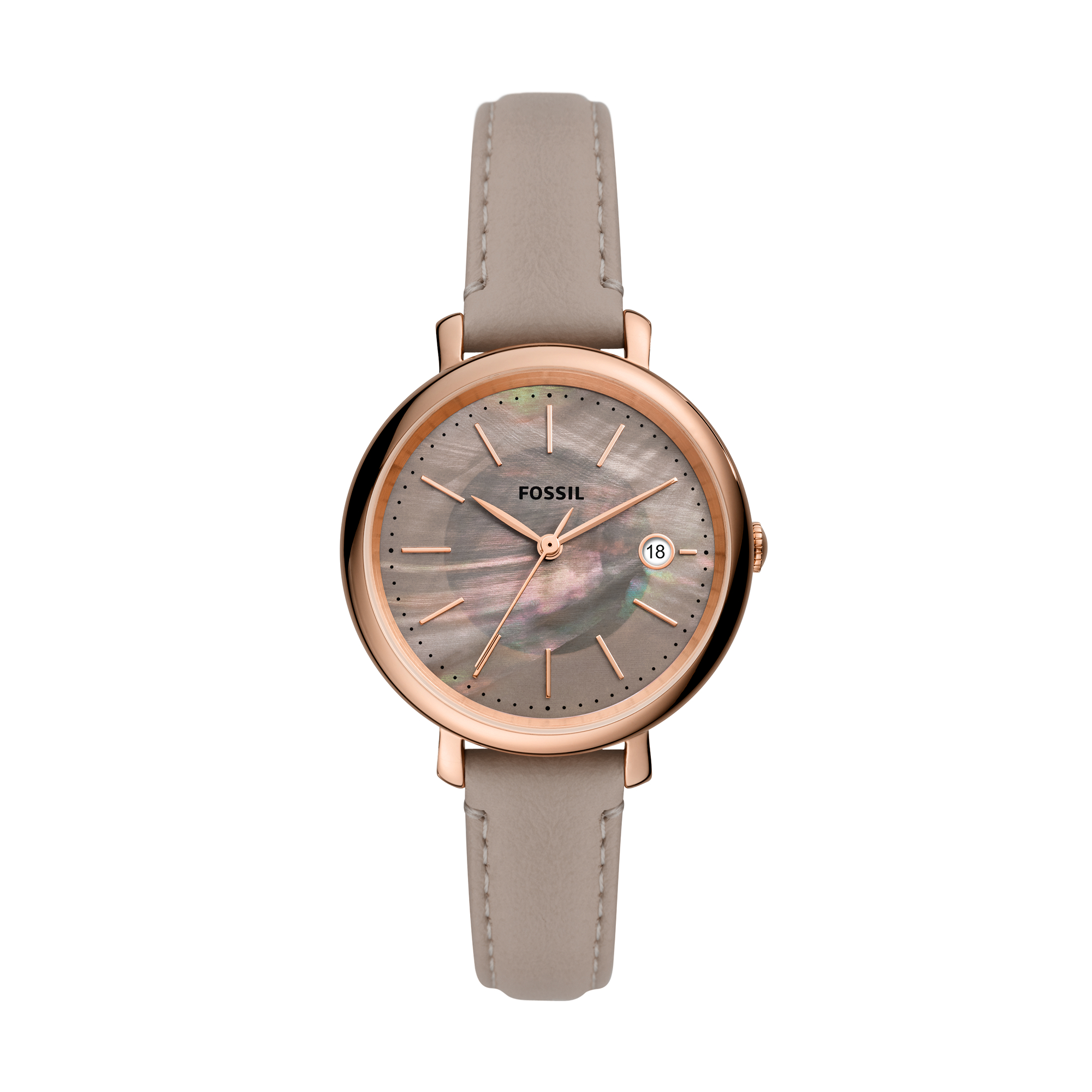 Reloj Fossil Jacqueline Es5091 Color Oro Rosado Análogo Movimiento Solar