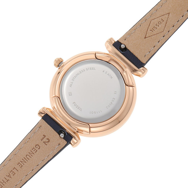 Foto 6 pulgar | Reloj Fossil Carlie Es4502 Oro Rosado con Correa de Piel Azul para Mujer