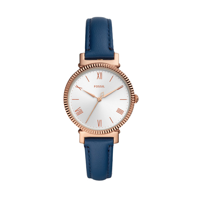 Reloj Fossil Daisy 3 Hand Correa de Piel Azul 34 mm para Mujer