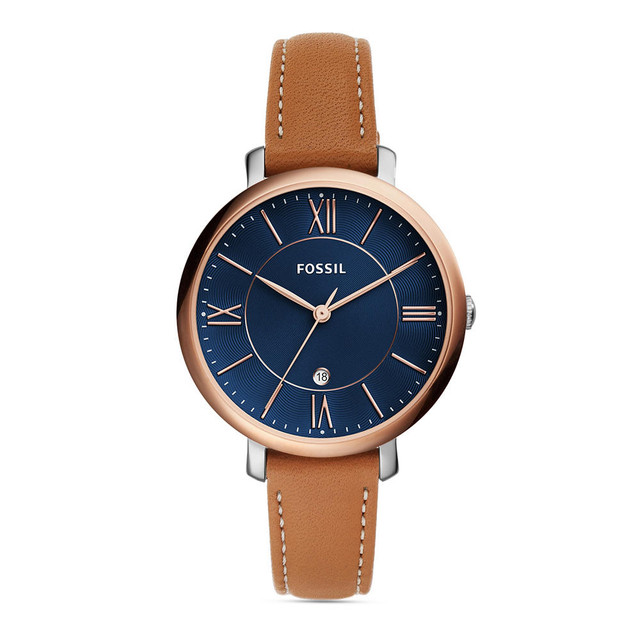 Foto 1 | Reloj Fossil Jacqueline ES4274 Plata 36mm con Correa de Piel Café para Mujer