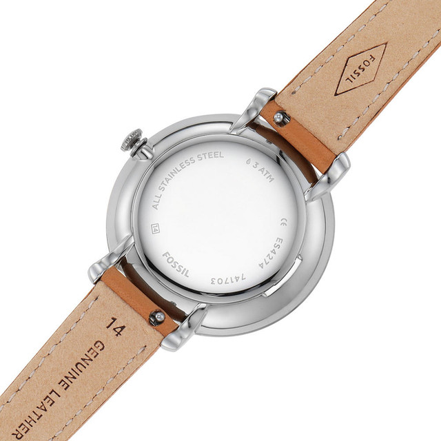 Foto 6 pulgar | Reloj Fossil Jacqueline ES4274 Plata 36mm con Correa de Piel Café para Mujer