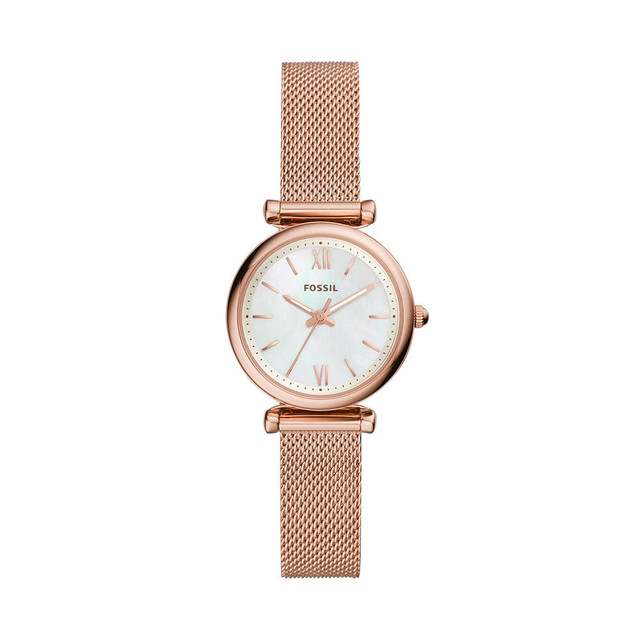 Reloj Fossil Carlie Es4433 color Rosado Análogo con Pulsera de Malla para Dama