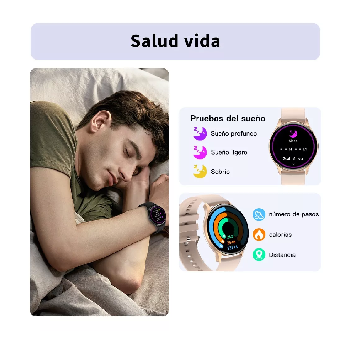 Foto 5 pulgar | Reloj Inteligente con Temperatura Smartwatch Beige Bisel Rosa