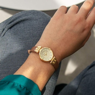 Foto 4 | Reloj Anne Klein 109442chhy Correa De Piel Dorada para Mujer - Venta Internacional