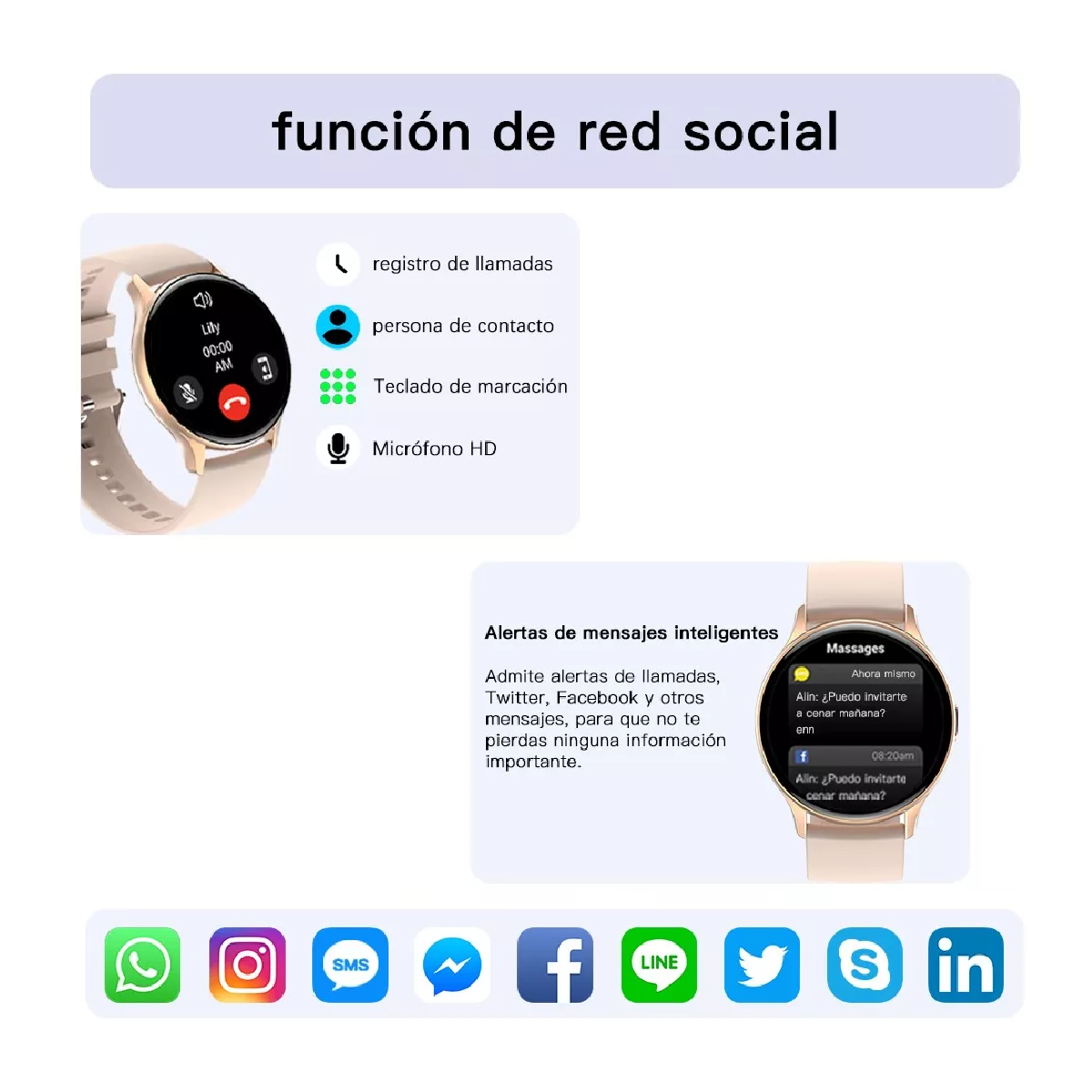 Foto 3 pulgar | Reloj Inteligente Mujer Con Temperatura Smartwatch Beige Bisel Rosa