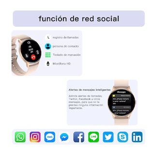 Foto 2 | Reloj Inteligente Mujer Con Temperatura Smartwatch Beige Bisel Rosa
