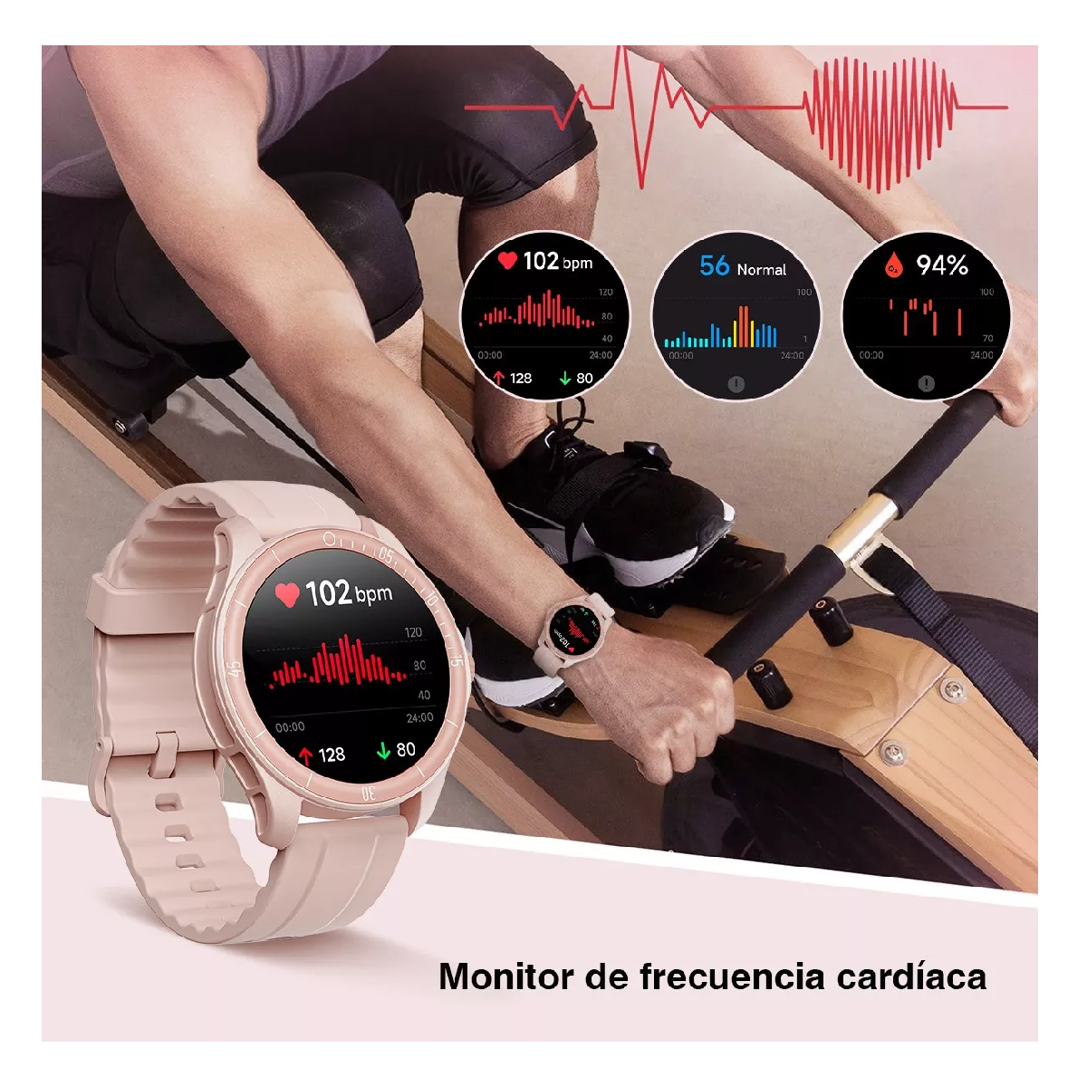 Foto 2 | Smartwatch con Bluetooth y Llamadas Alexa Rosa