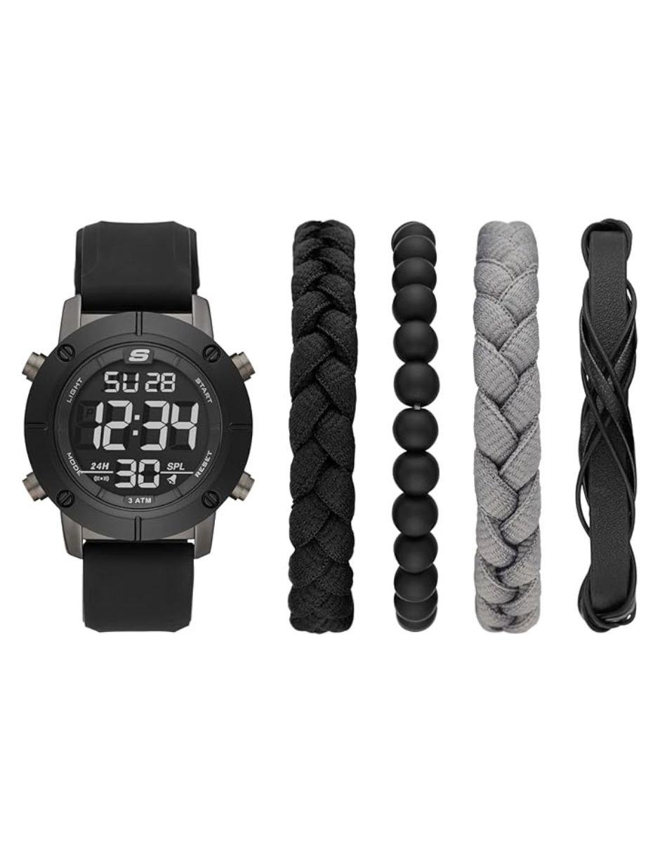 Reloj De Pulso Skechers Sets Sr9053 Color Negro Para Caballero