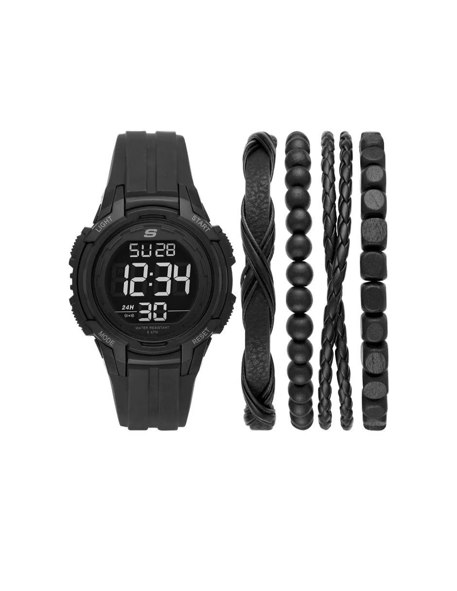 Reloj De Pulso Skechers Sets Sr9031 Color Negro Para Caballero