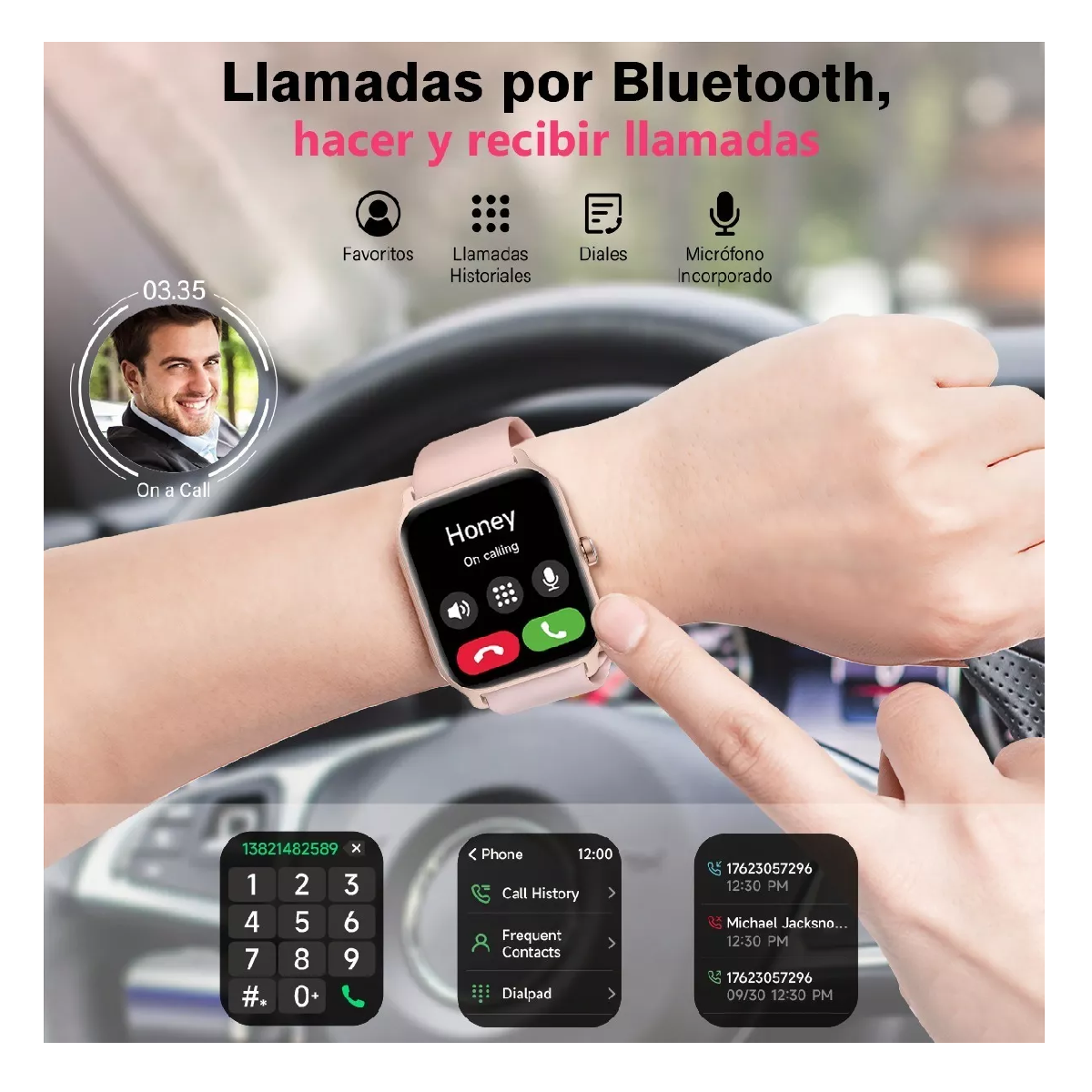 Foto 3 pulgar | Smartwatch 1.8'' Reloj Inteligente con Bluetooth Rosa