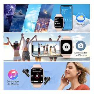 Foto 4 | Smartwatch 1.8'' Reloj Inteligente con Bluetooth Rosa