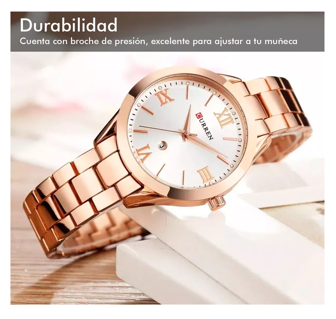 Foto 5 pulgar | Reloj Curren Para Dama Análogo Contra Agua Fechador Plateado/oro Rosa De Aleación De Metales