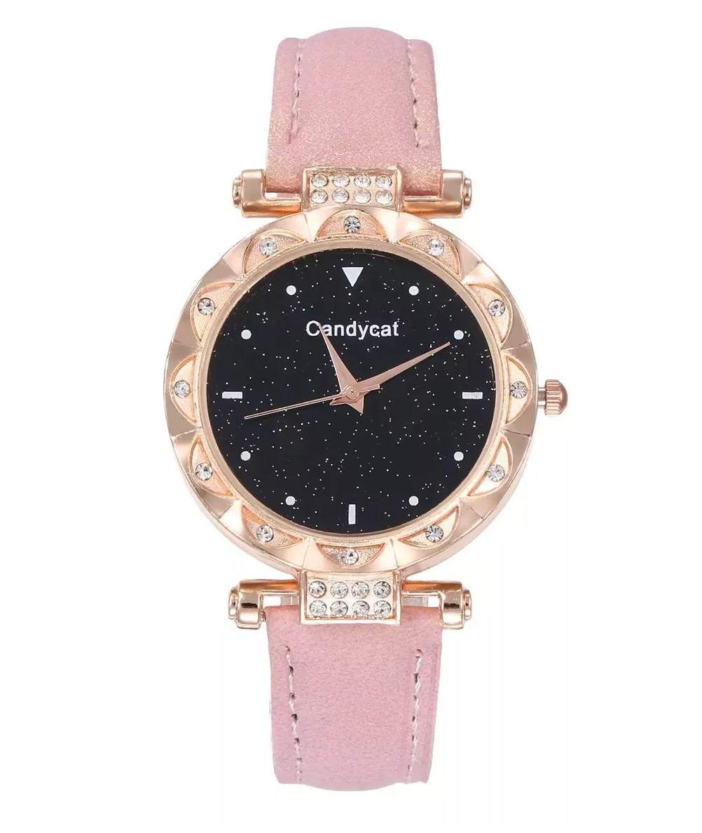 Foto 5 pulgar | Reloj De Pulsera De Cuarzo Para Mujer Con Pulsera Estrellado Reloj Rosa Pulcera Oro Rosa