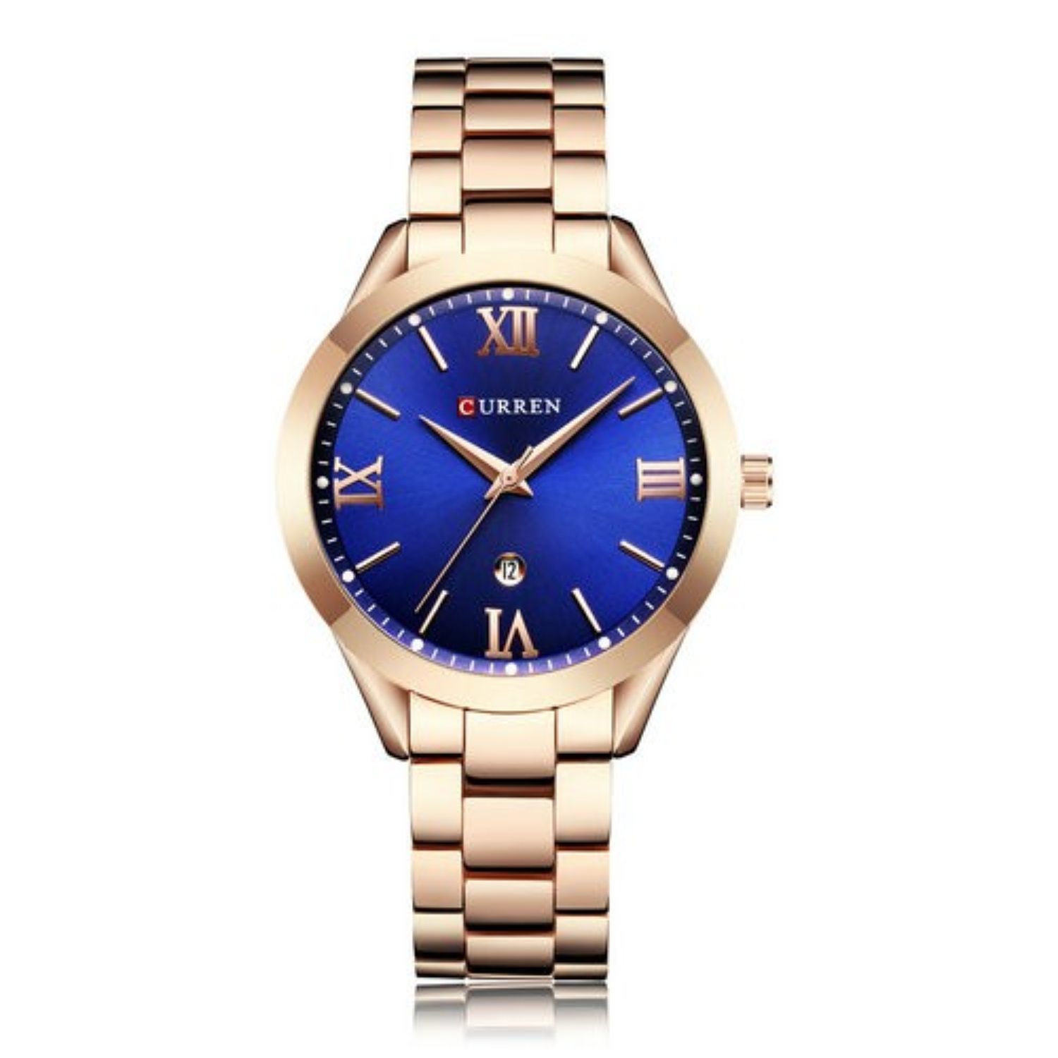 Foto 2 pulgar | Reloj Curren 9007 Oro Rosa con Tablero Azul Acero Inoxidable