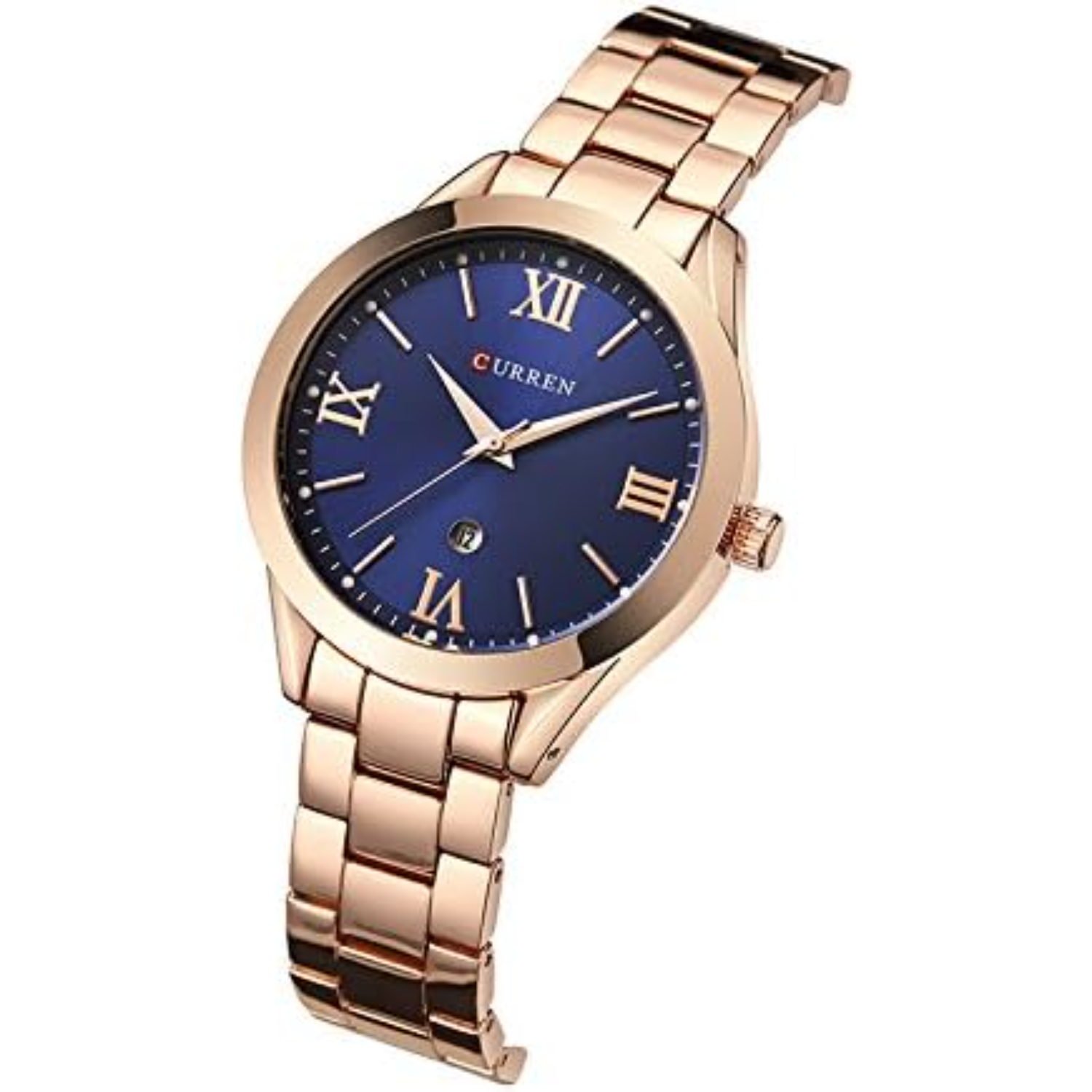 Foto 3 pulgar | Reloj Curren 9007 Oro Rosa con Tablero Azul Acero Inoxidable