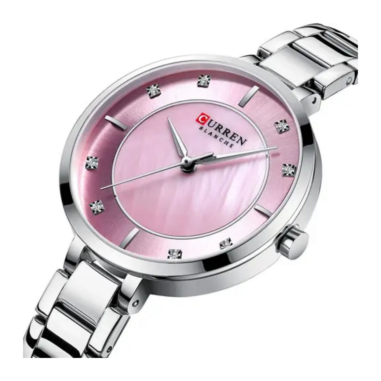 Foto 2 | Reloj Curren 9051 Krec6119 Caja De Acero Inoxidable Tono Plateado Y Tablero Rosado