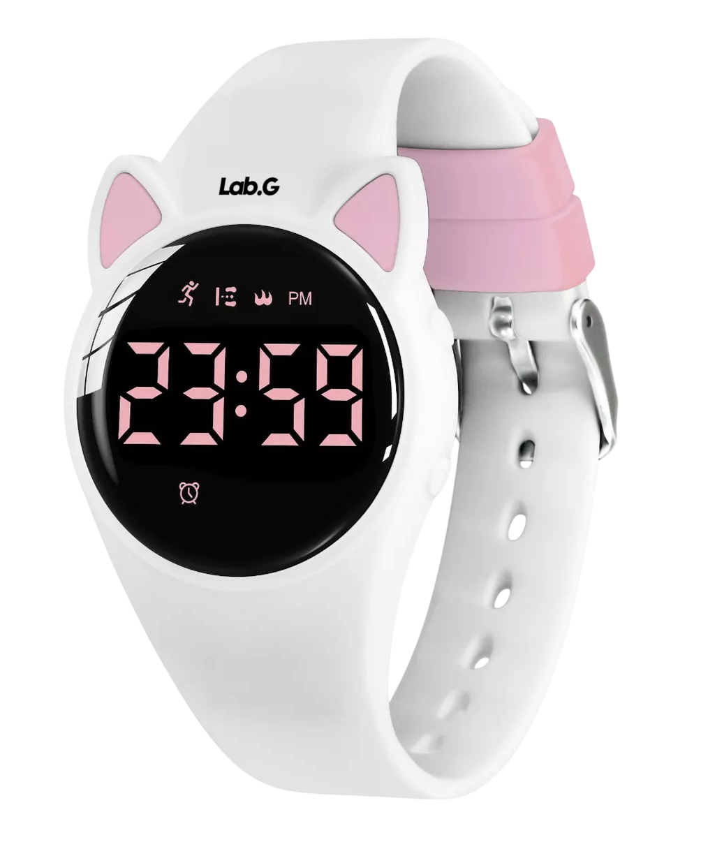 Foto 2 pulgar | Reloj Digital Para Niños Con Contador De Pasos Y Calorías Diseño Gato Blanco