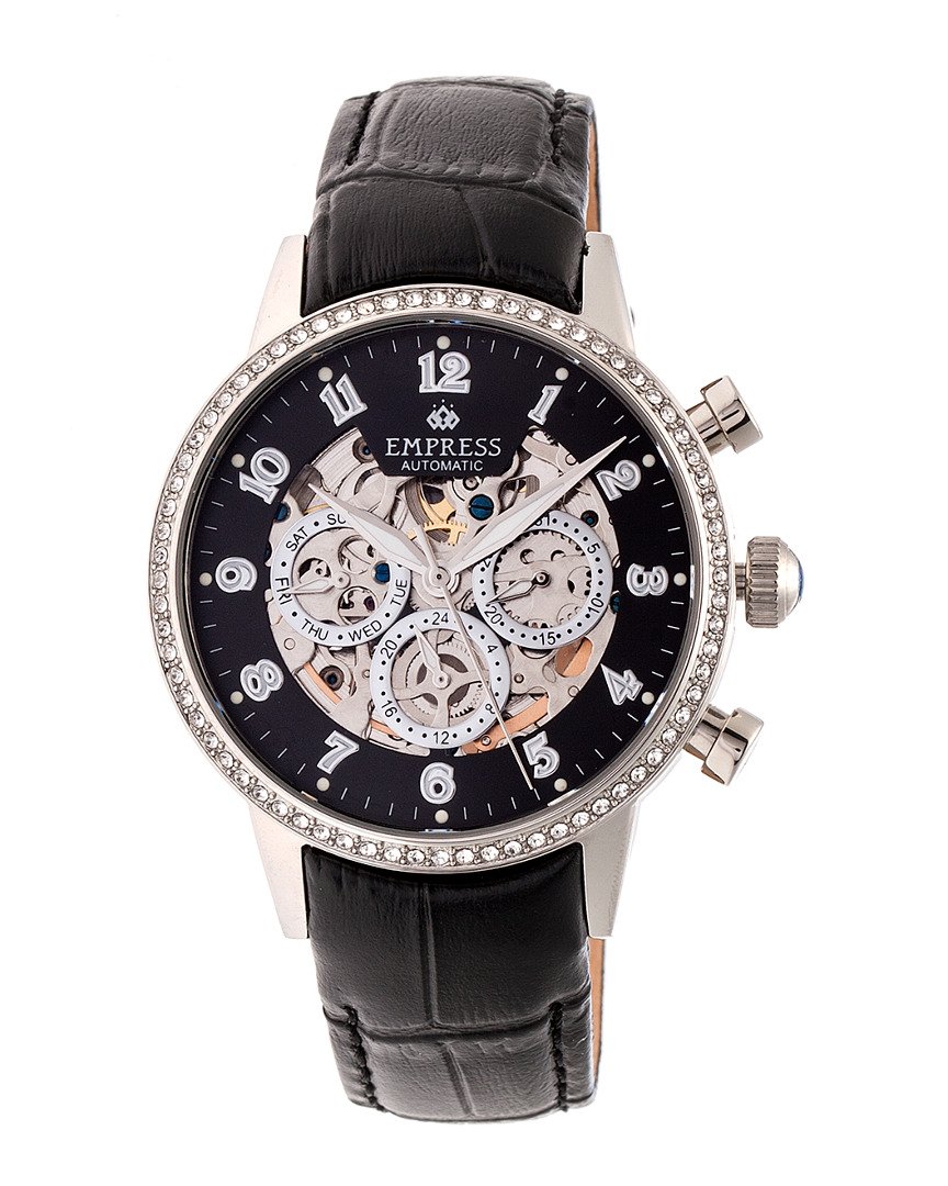 Reloj Empress Beatrice Empem2002 - Correa De Piel  Color Negro Y Negro - Venta Internacional.